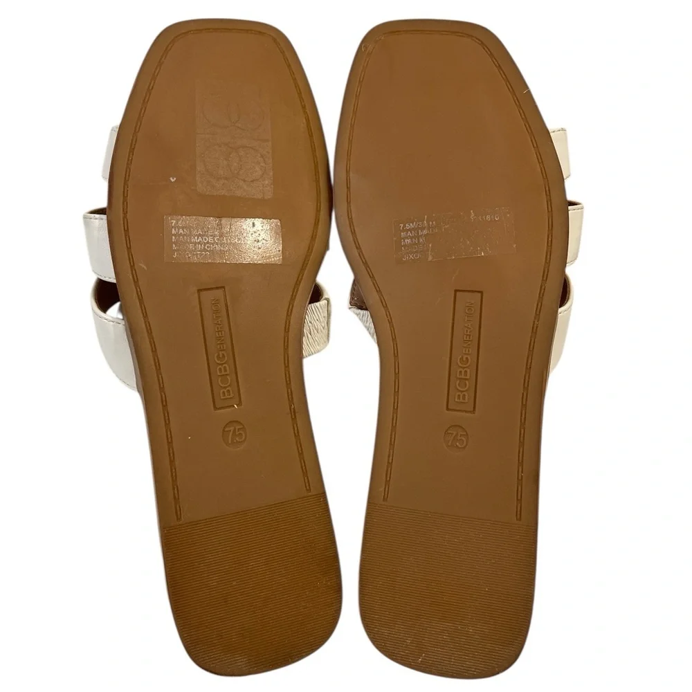 BCBGeneration Women's Meltem Flat Sandal, Women’s,‎ Color White, Size 7.5